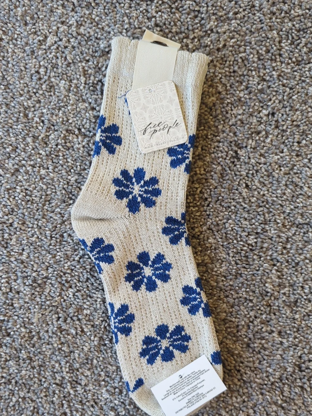 Free People Bloom Socks - Blue Flower LAST ONE